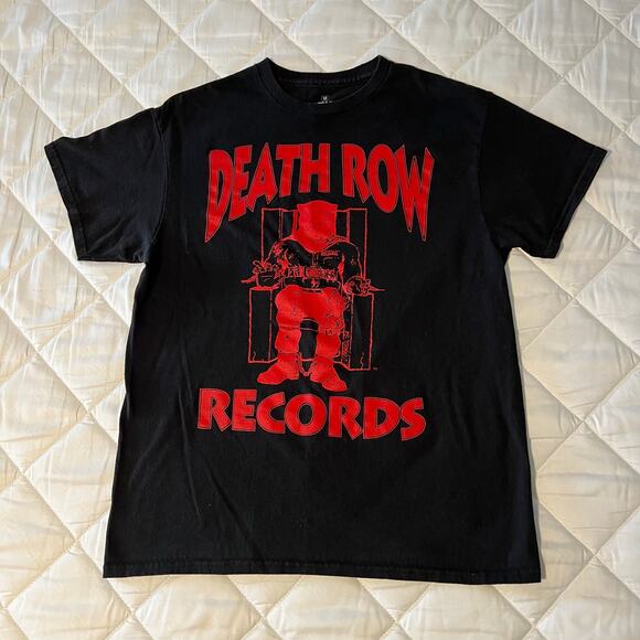 Death Row Records - Electric Chair - Black and Red T-shirt - Size M - Picture 1 of 7